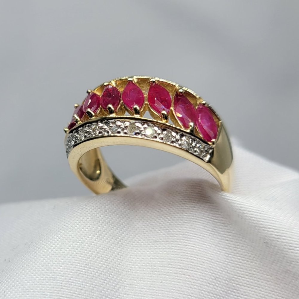 Gold Ruby Ring With Diamonds - image 1